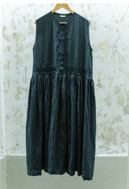 Iris Charcoal embroidered dress