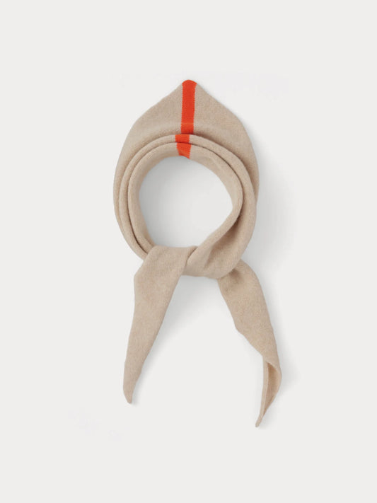 SINGLE STRIPE TRIANGLE NECKERCHIEF OATMEAL & ORANGE GLOSS