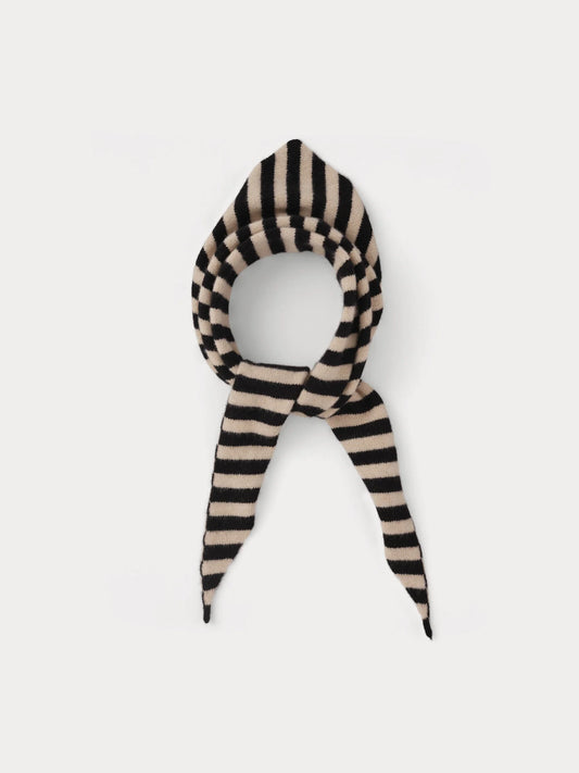 STRIPE TRIANGLE NECKERCHIEF BLACK & OATMEAL