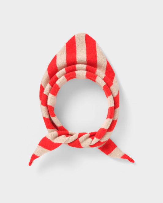 Jo Gordon stripe Triangle Neckerchief (Oatmeal x Poppy)