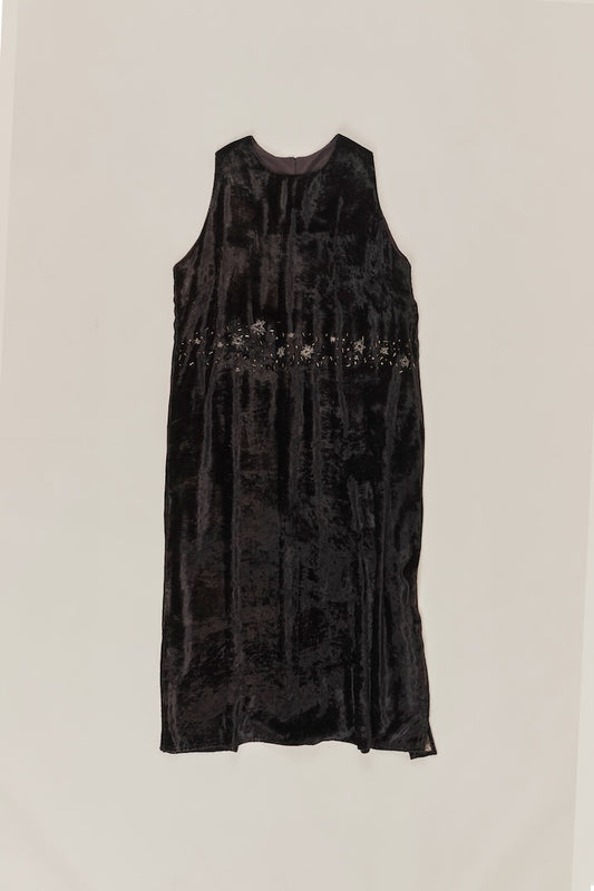 RB | Lila Starry nights brown charcoal velvet dress