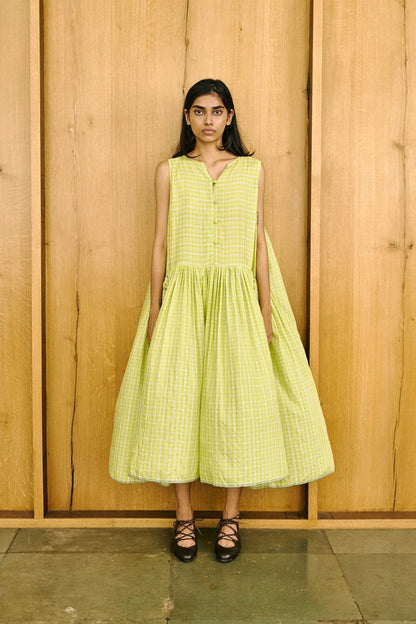 Poppy Lime checked dress