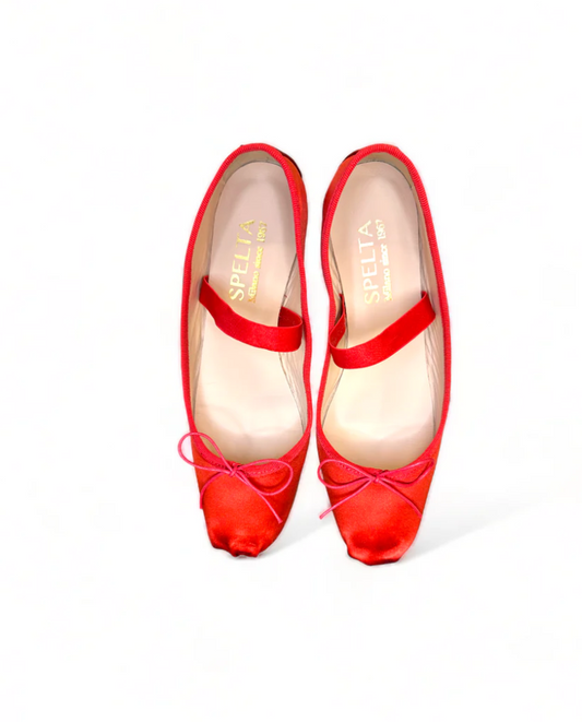 UMA Red Satin Ballerina flat