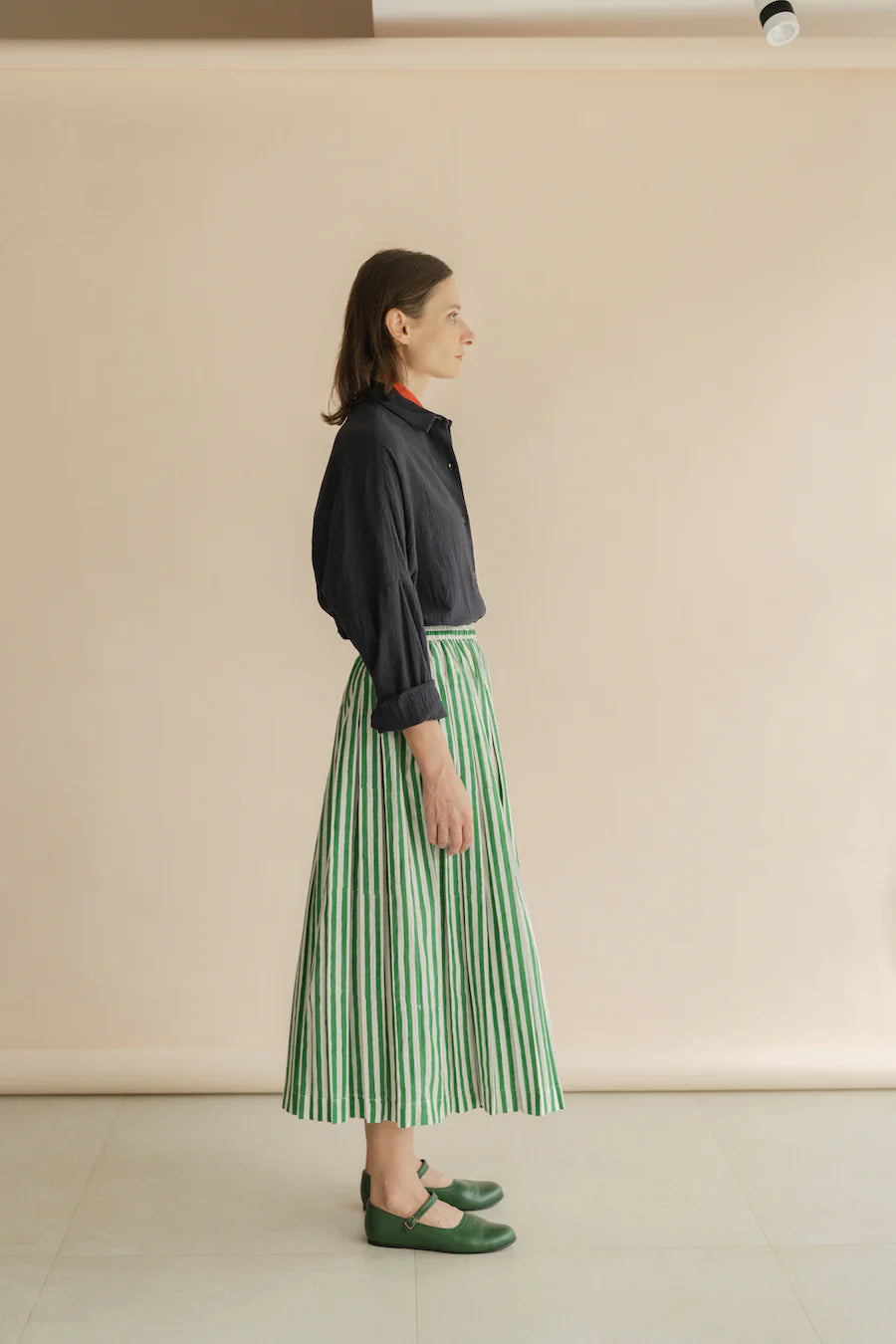 Willa green stripe skirt