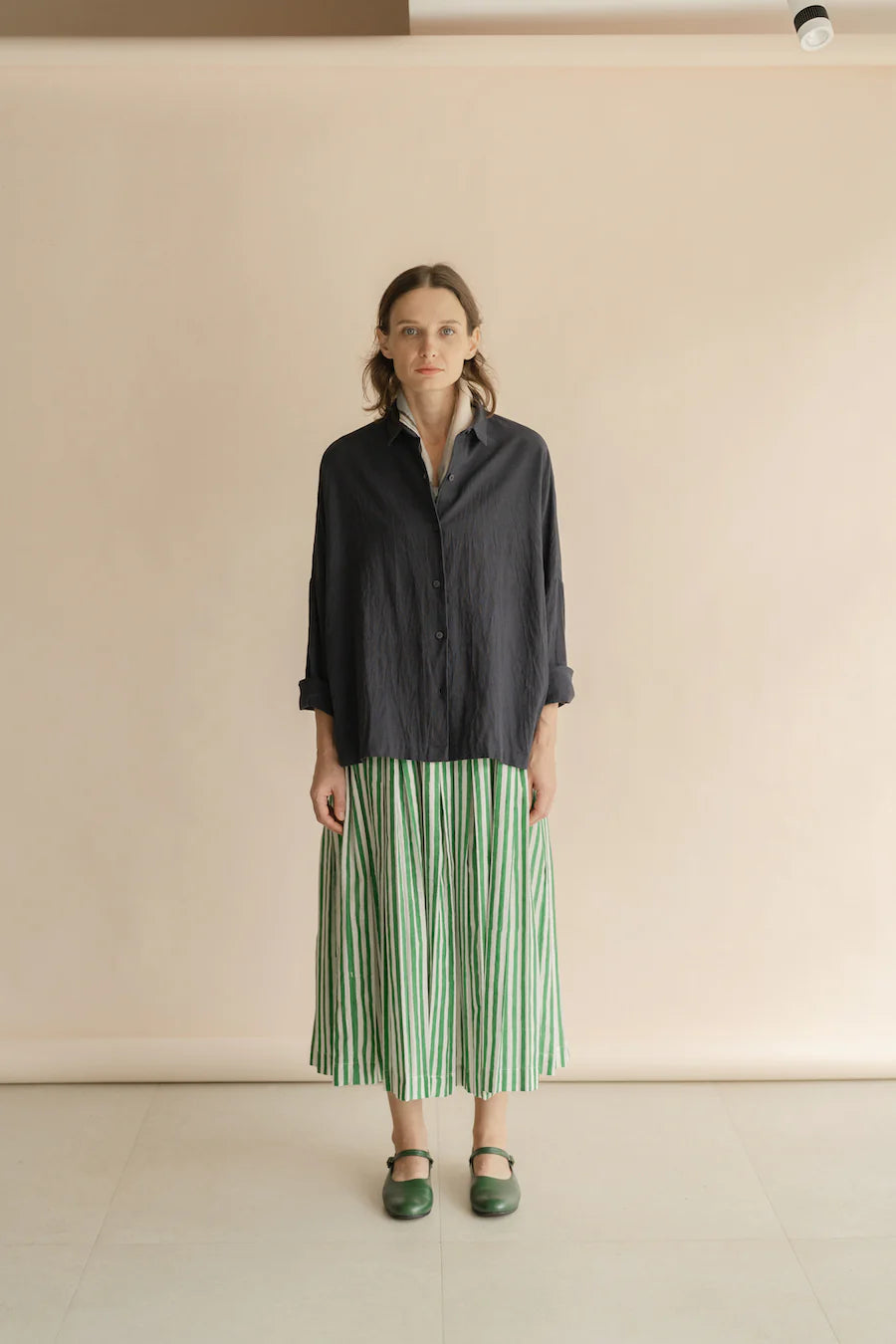 Willa green stripe skirt