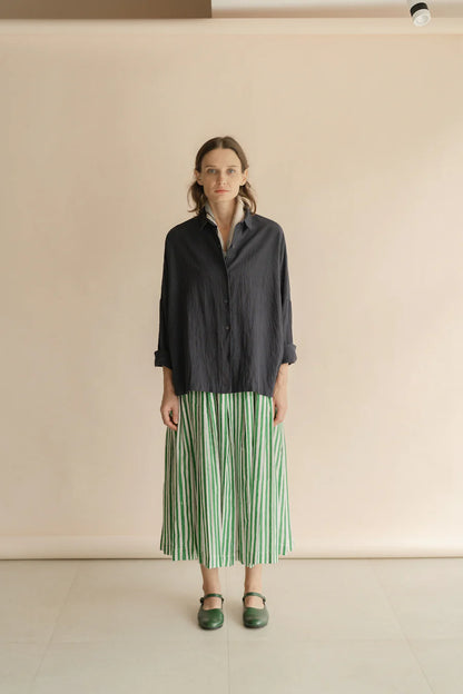 Willa green stripe skirt