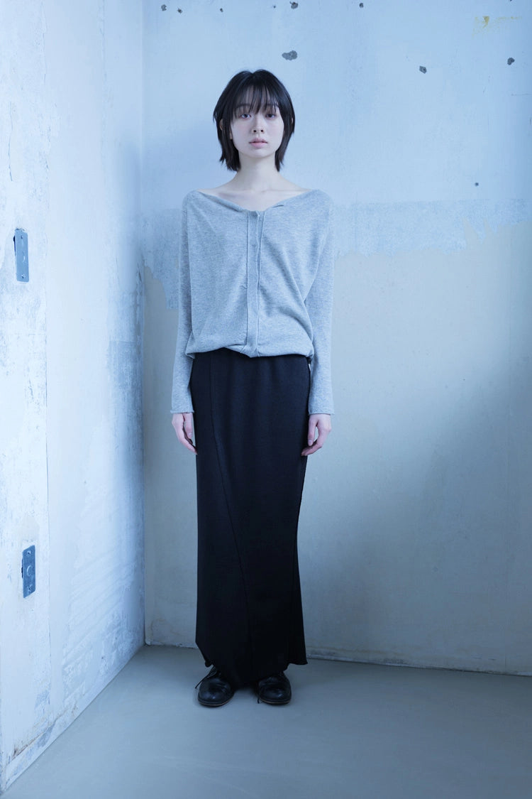 Off-shoulder cardigan in heather grey