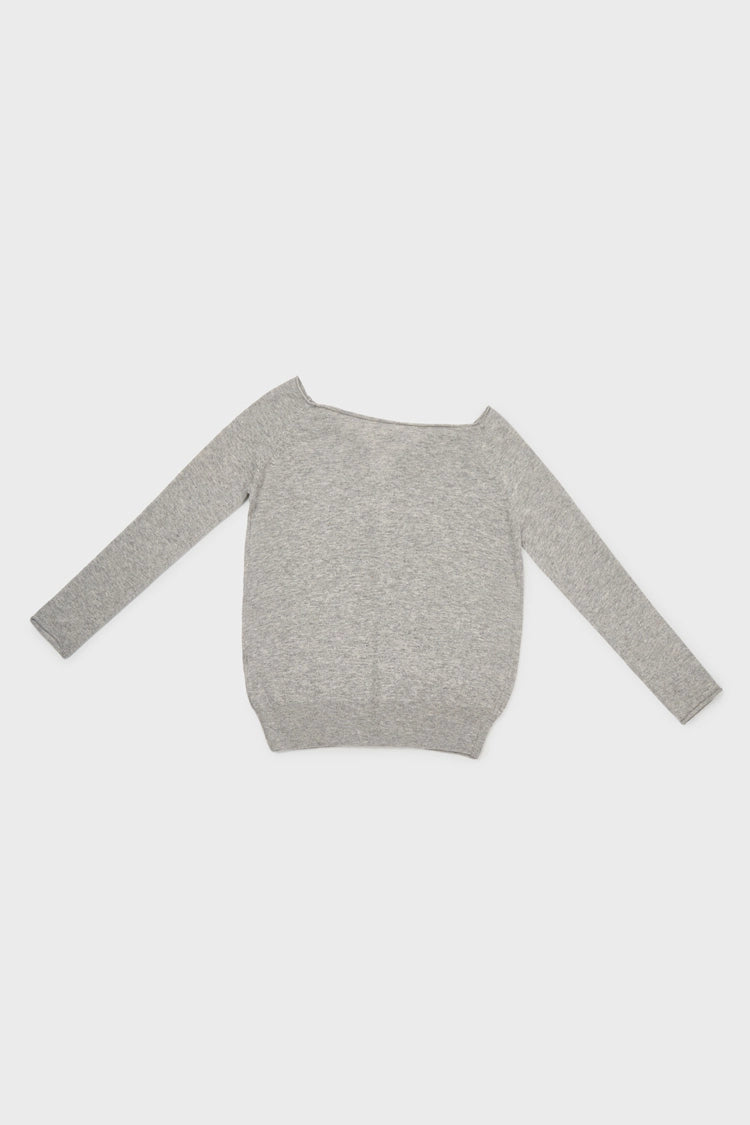 Off-shoulder cardigan in heather grey