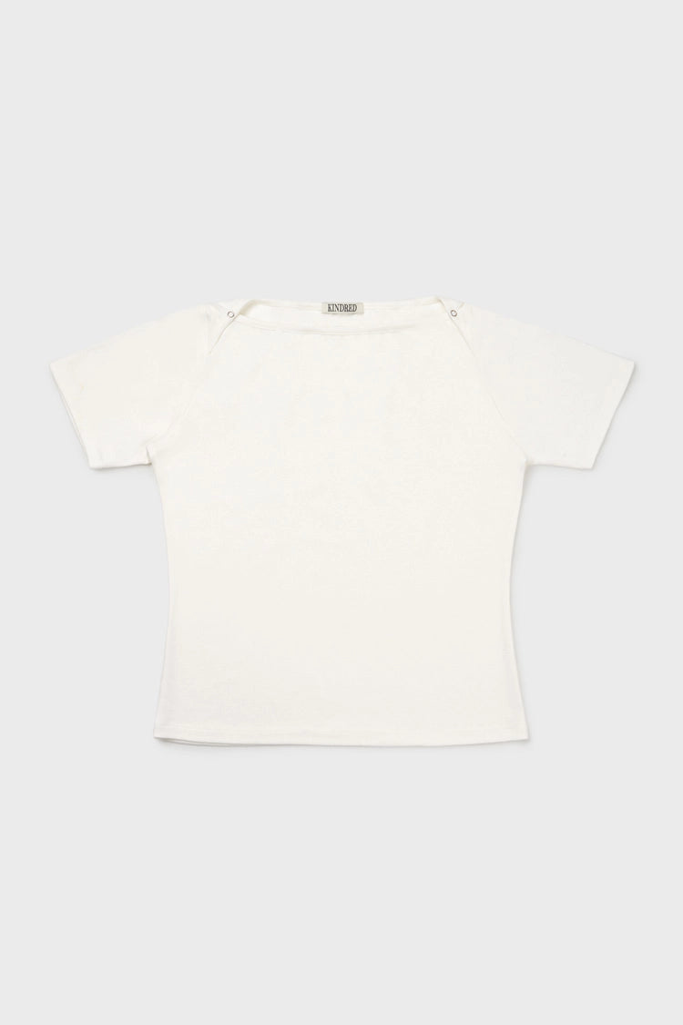 Baby snap t-shirt in off-white