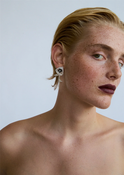 Silver Poppy Ear Stick