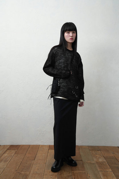 knitted phone bag in black