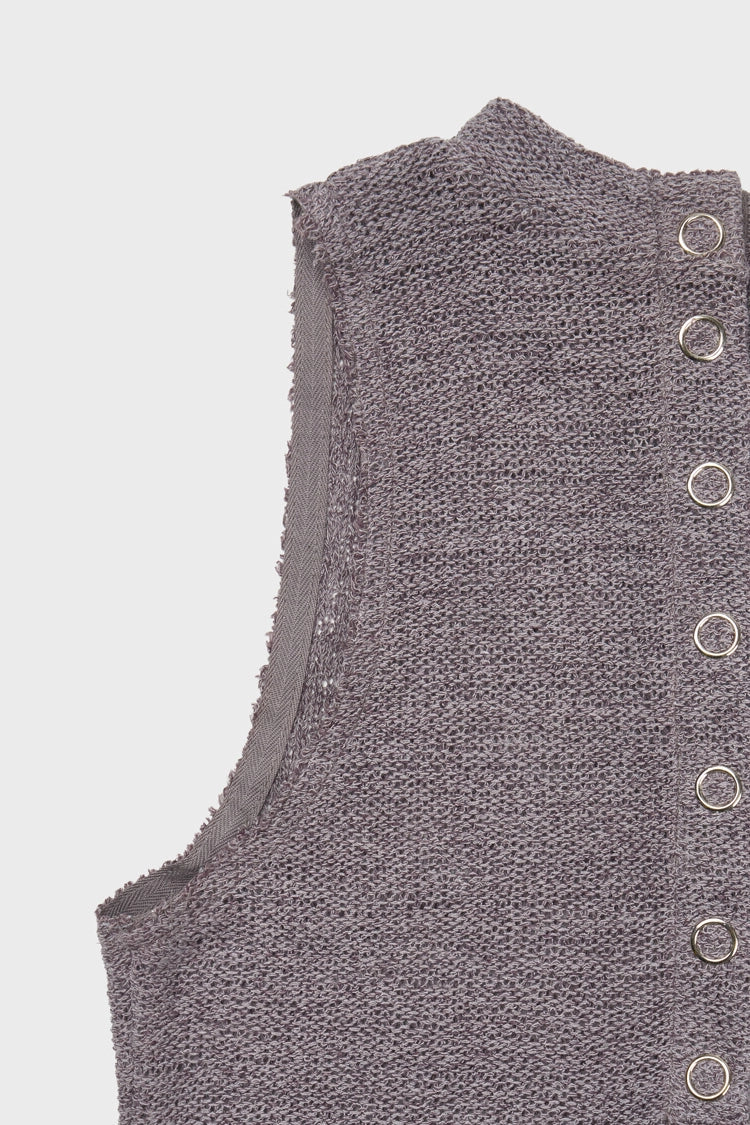 Knit sleeveless in purple ink