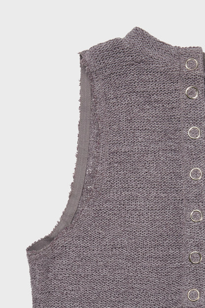 Knit sleeveless in purple ink