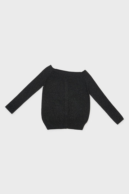 Off-shoulder cardigan in speckled ink