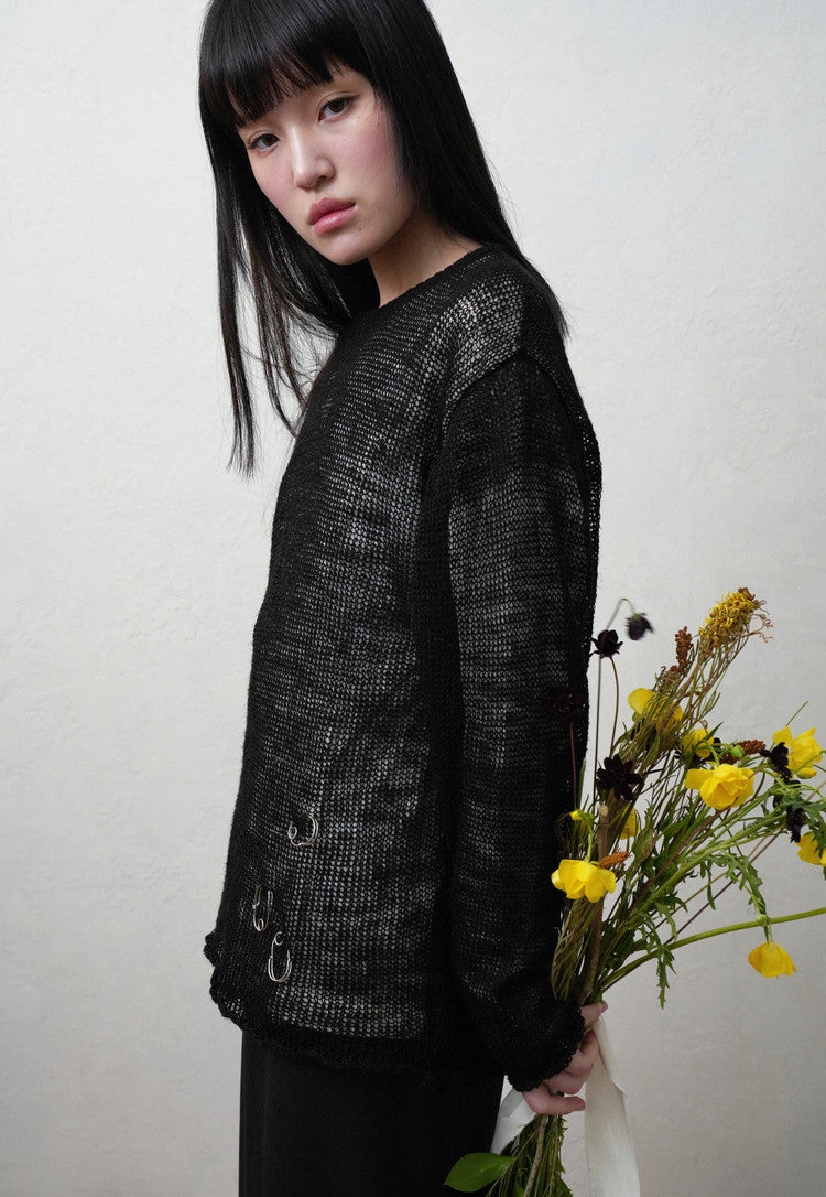 (Pre order) Double layered sweater in black