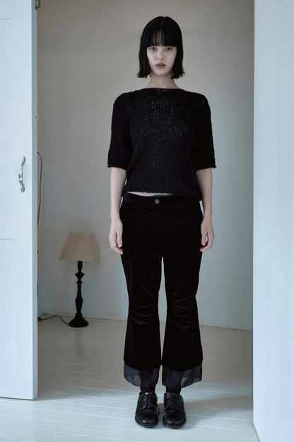 Chunky half sleeve knit in black