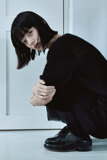 Chunky half sleeve knit in black
