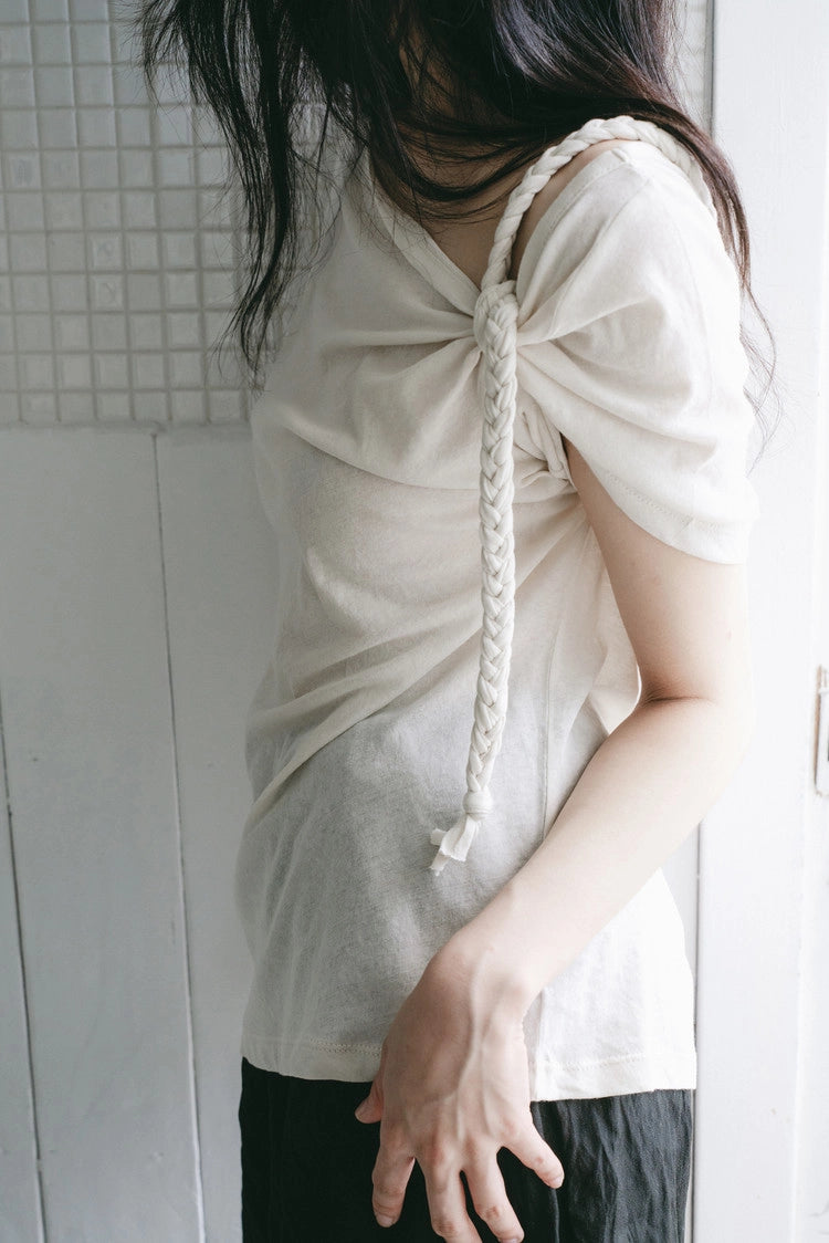 braided rope t-shirt in beige