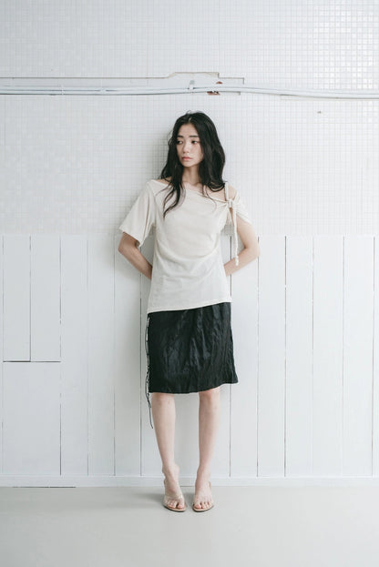 braided rope t-shirt in beige