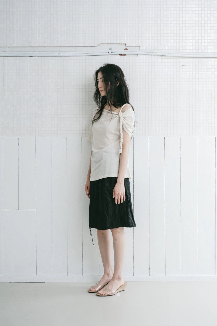braided rope t-shirt in beige