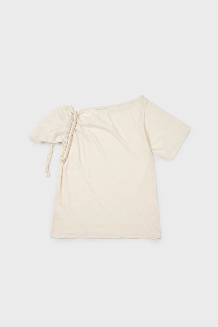 braided rope t-shirt in beige