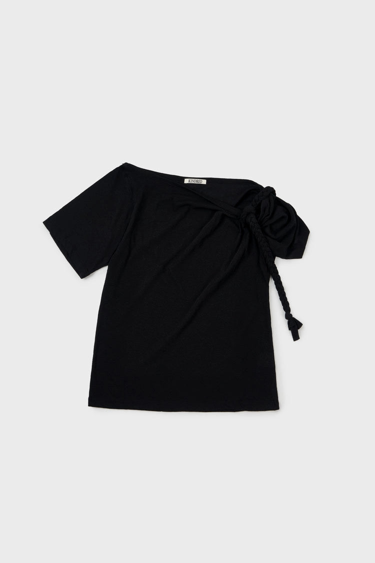 braided rope t-shirt in black