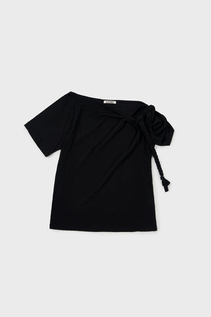 braided rope t-shirt in black