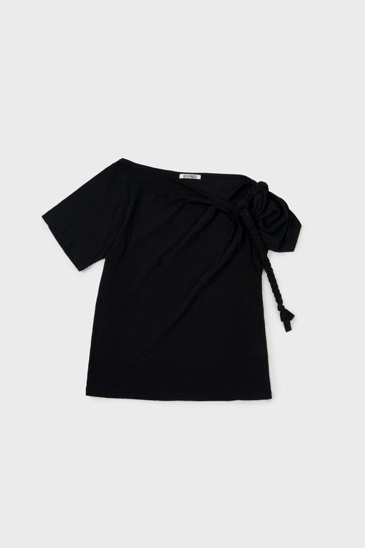 braided rope t-shirt in black