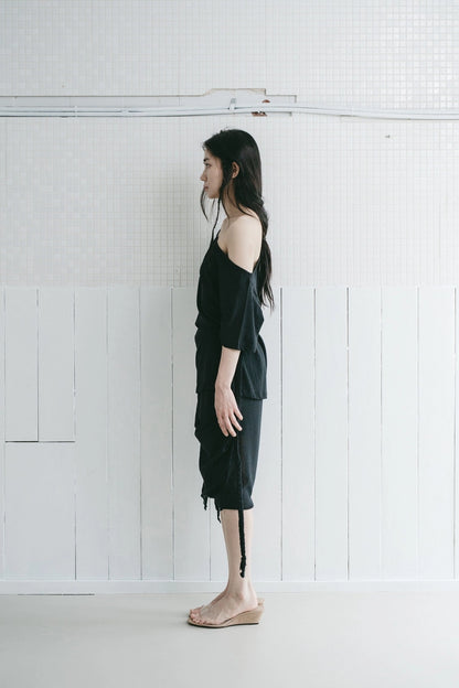 braided rope t-shirt in black