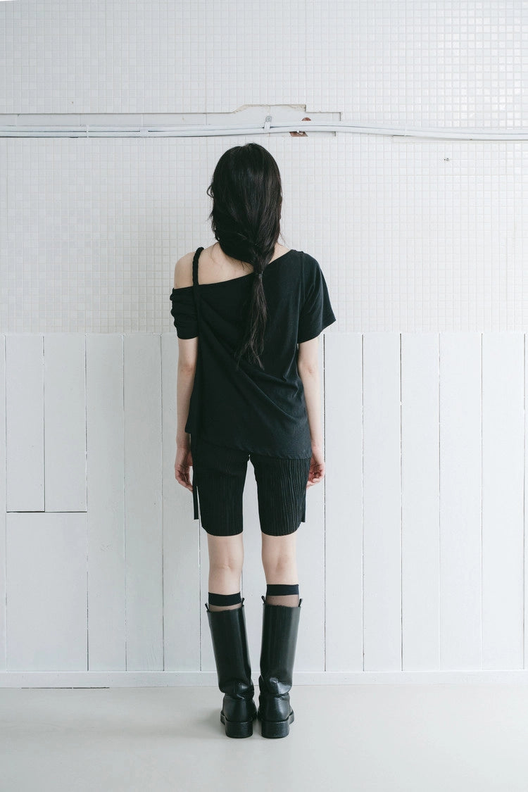 braided rope t-shirt in black