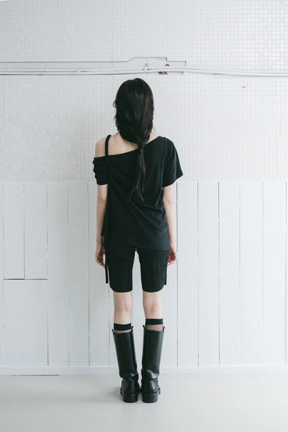 braided rope t-shirt in black