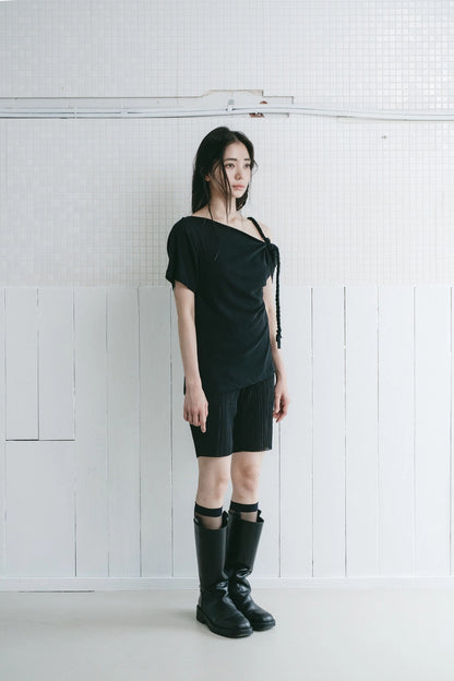 braided rope t-shirt in black
