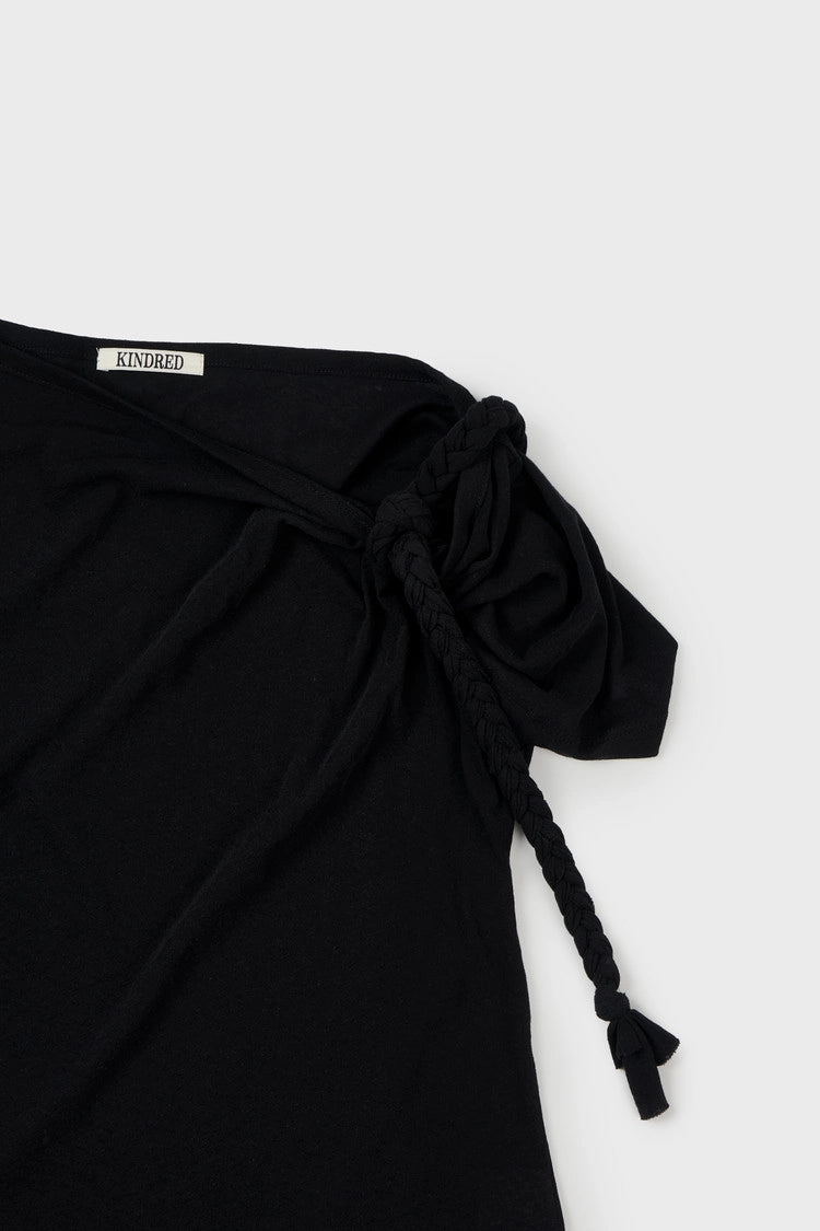 braided rope t-shirt in black