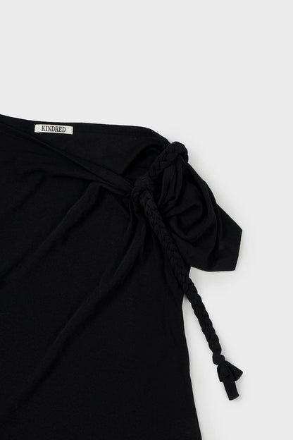 braided rope t-shirt in black