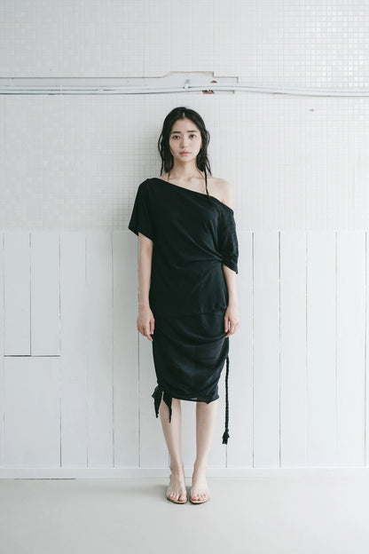 braided rope t-shirt in black