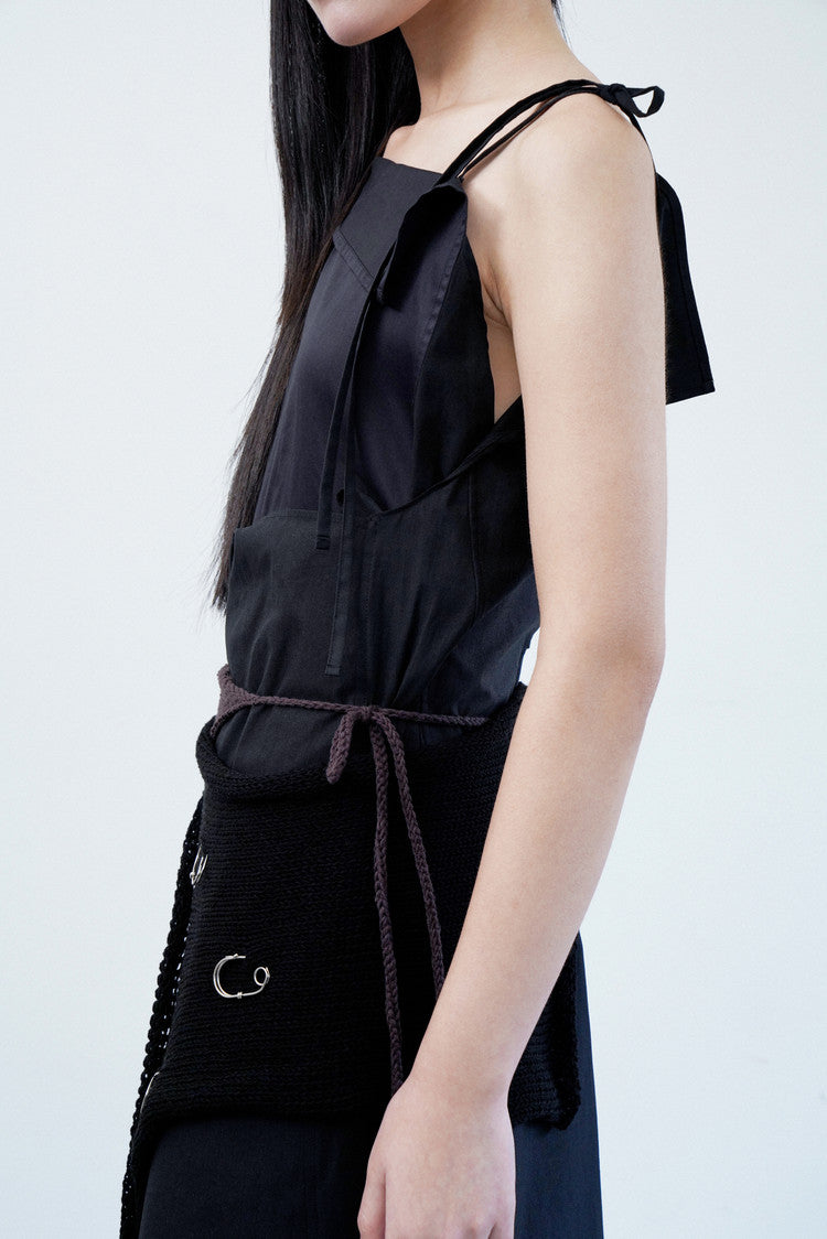 (Pre-order) Square wrap dress in black