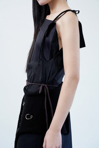 (Pre-order) Square wrap dress in black