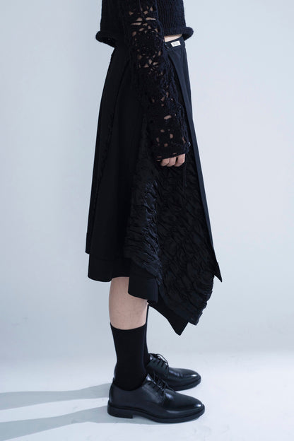 Pre order | Shirred lining wrap skirt in black