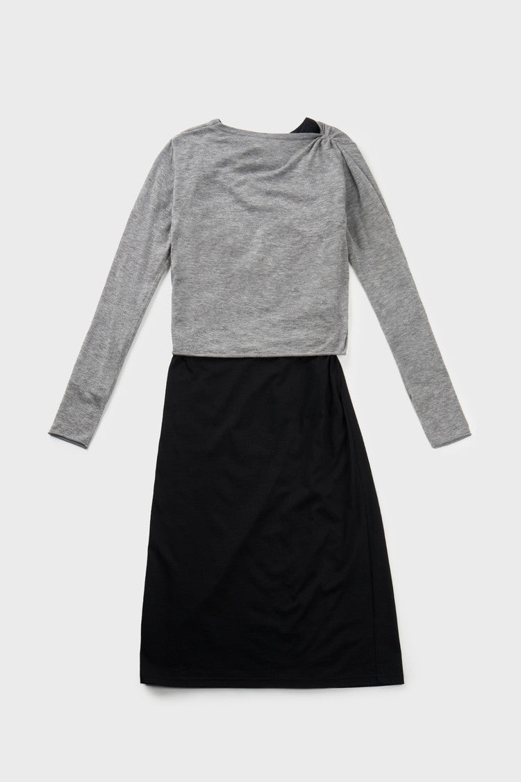 Cardigan layered jersey dress