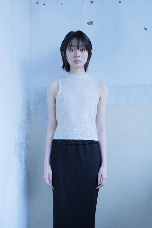 Knit sleeveless in ecru