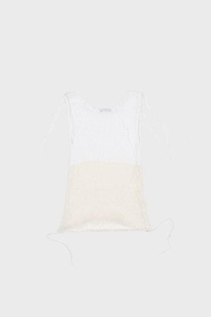 two toned knit sleeveless in white