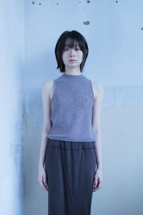 Knit sleeveless in purple ink