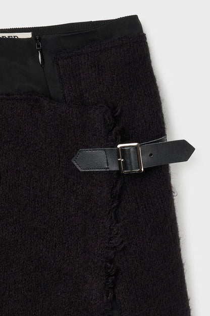 Fringed knit layered skirt