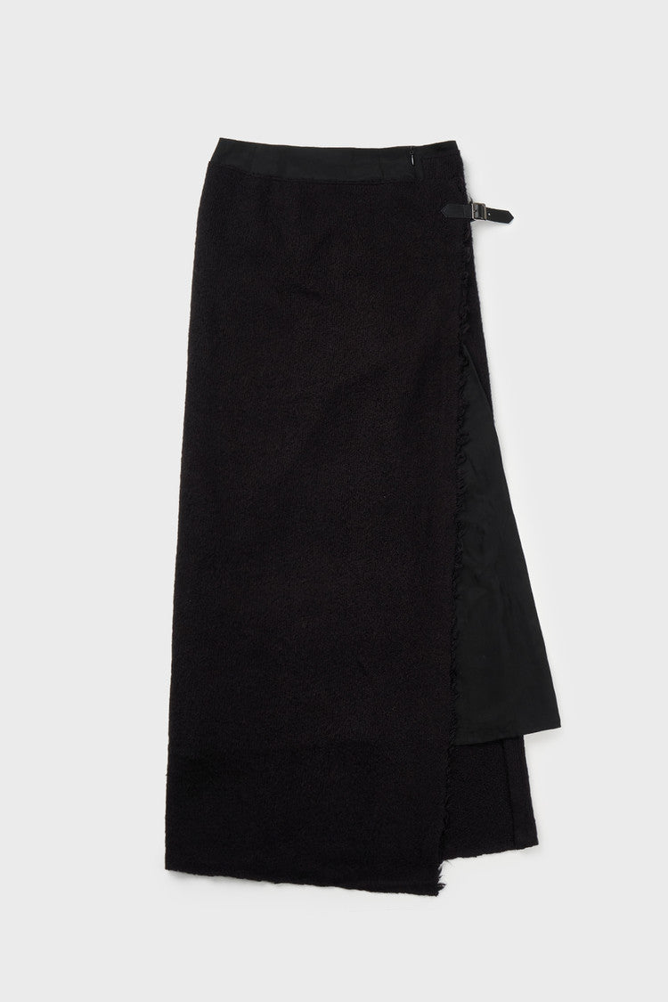 Fringed knit layered skirt