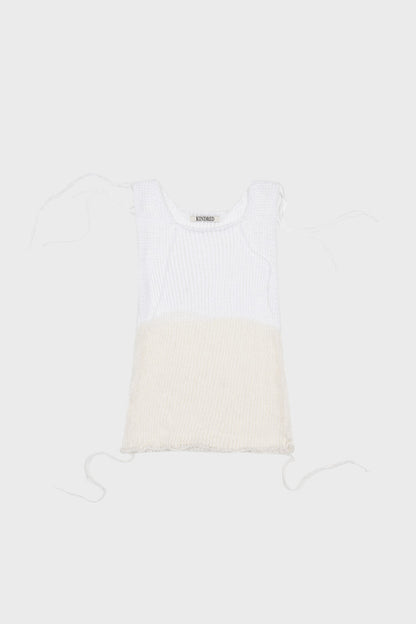 two toned knit sleeveless in white