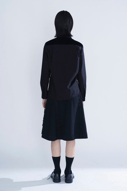 Pre order | Shirred lining wrap skirt in black