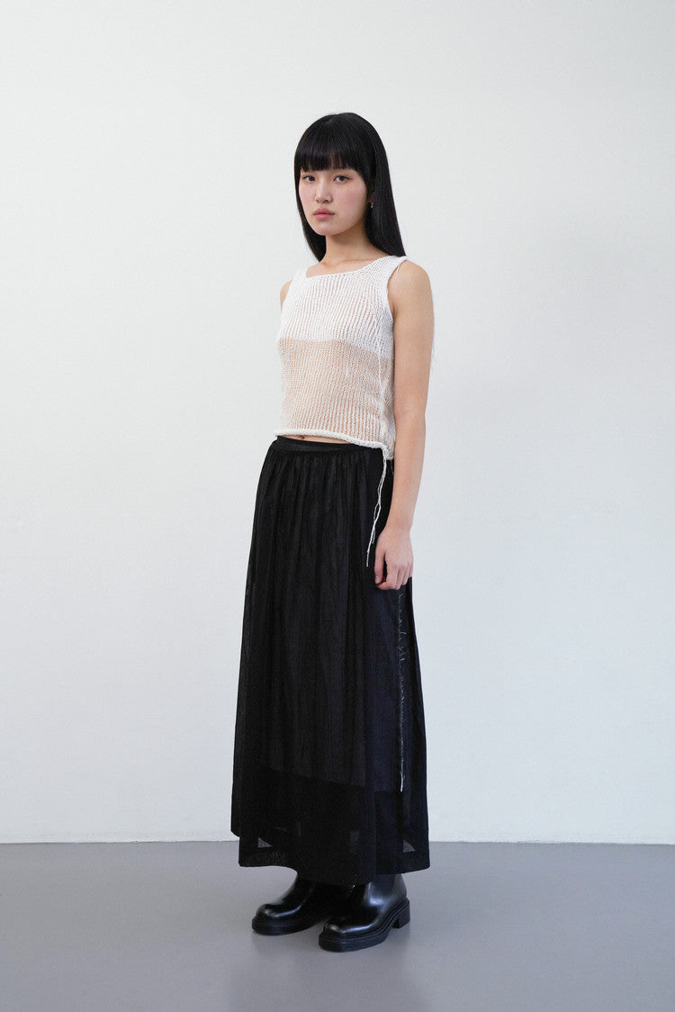 two toned knit sleeveless in white