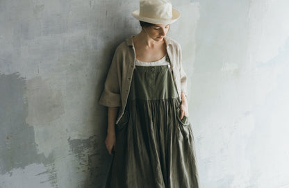 Linen Karami Weave Open Collar Shirt