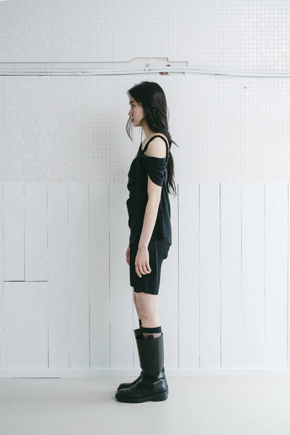 pleated biker shorts