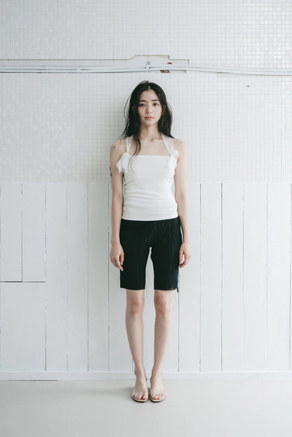 pleated biker shorts